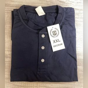 Decrum Mens Henley Neck Regular Fit Casual Shirt Short Sleeve XXL